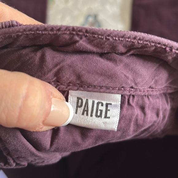 Paige Corduroy High Rise Lou Lou Pants Boot Cut Flare Burgundy Fall Tall Long - Picture 15 of 16